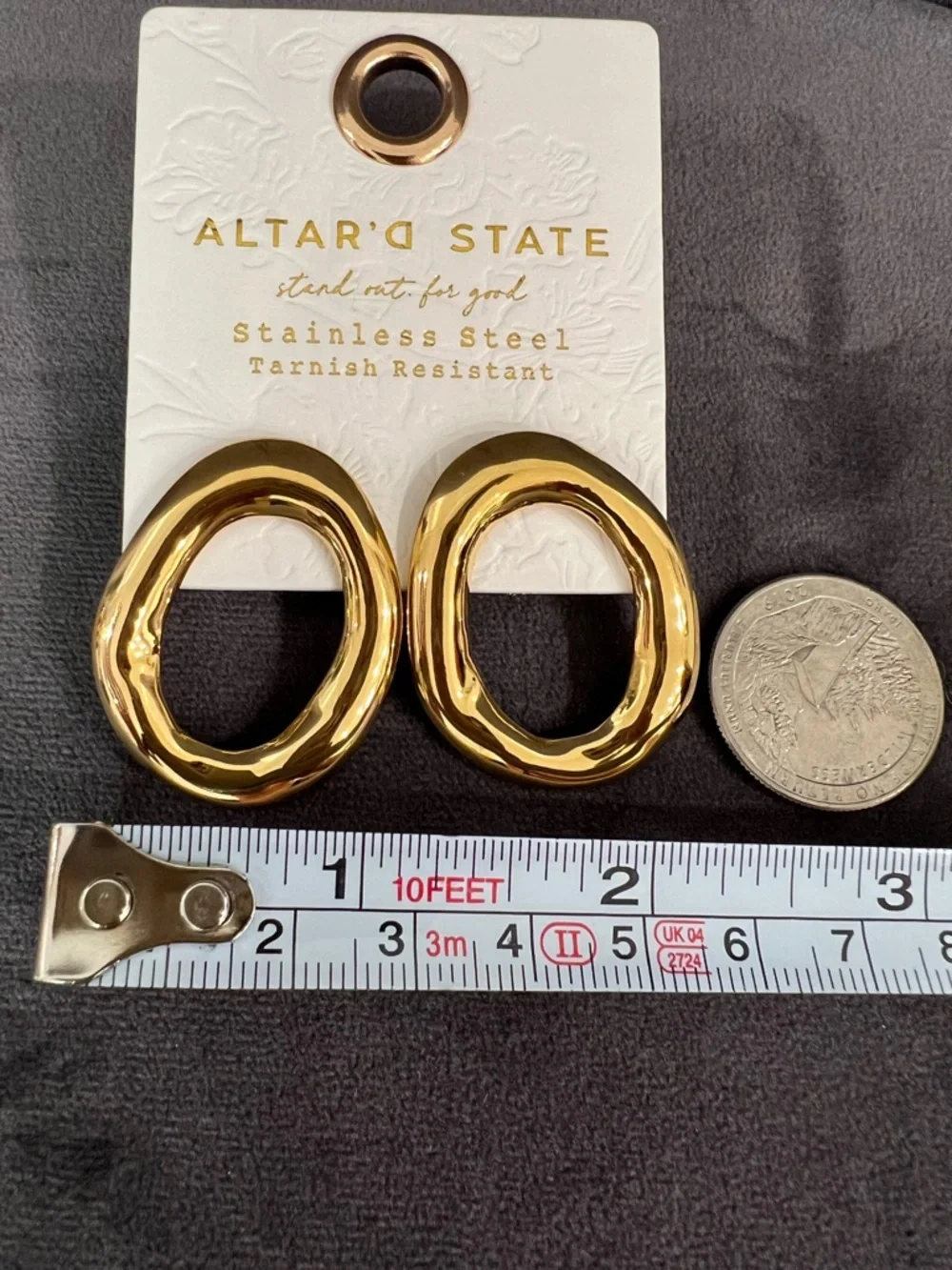 Altar'd State Gold Tone Open Oval Earrings